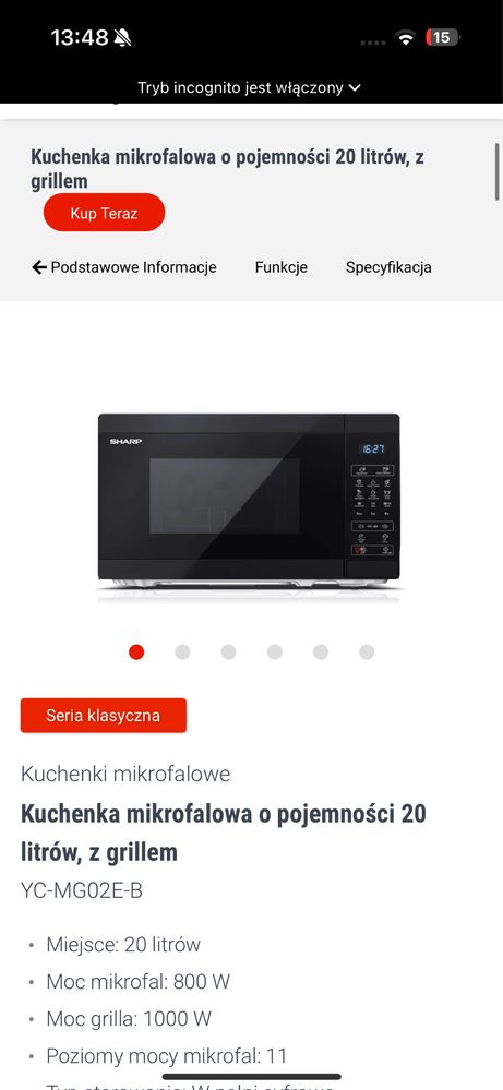 Kuchenka Mikrofalowa SHARP YC-MG02 nowa okazja!