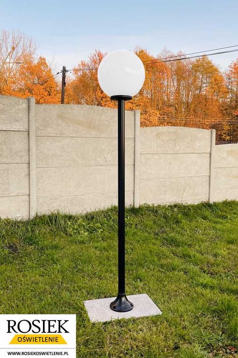 Lampa ogrodowa parkowa Kula BIAŁA 40cm - 214cm | OSTATNIE SZTUKI