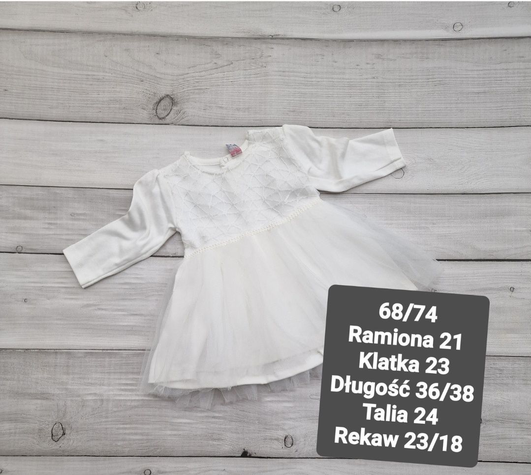 Sukienka do chrztu r 80 bawelniana, biel śmietankowa z tiulem
bawelnia