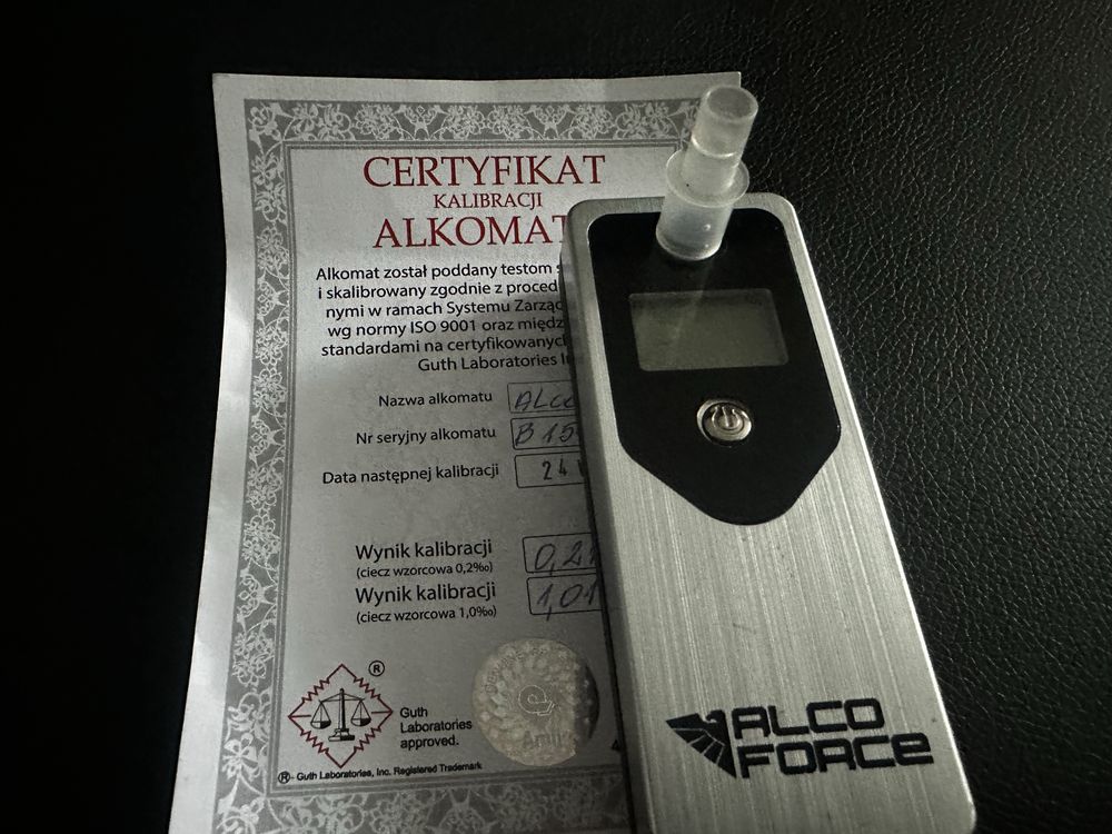 Alkomat Alco Force po kalibracji