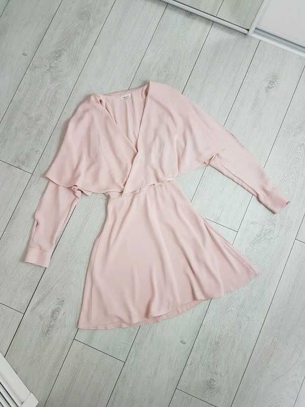 River island pudrowa rozkloszowana krótka sukienka 32 XXS