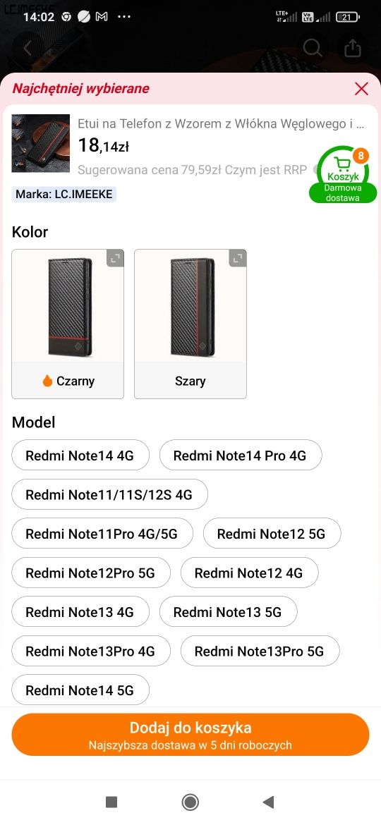 Etui na telefon czarne