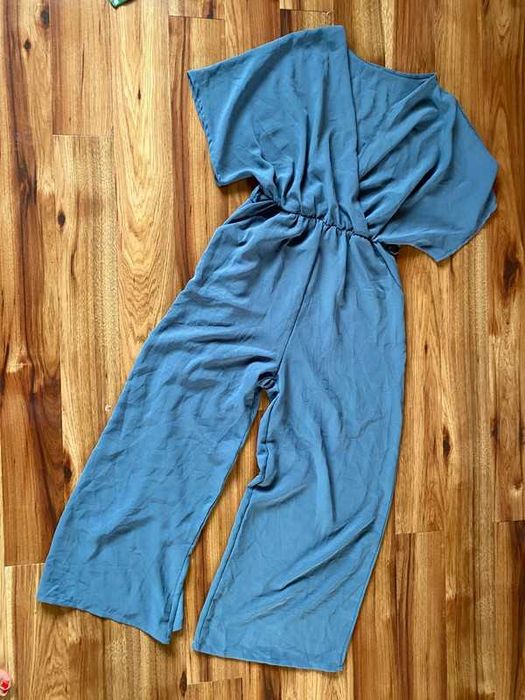 42 40 kombinezon dlugi grafit szary xxl +size dzwony szerokie nogawki