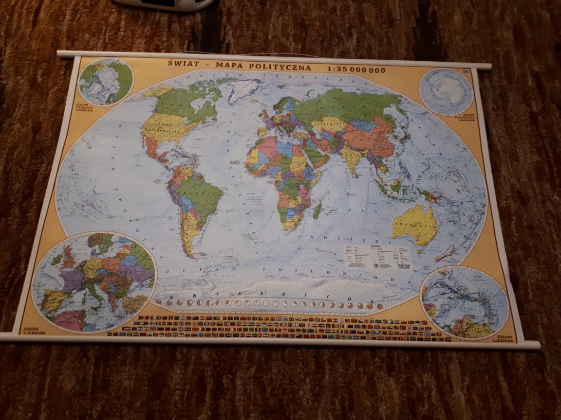 Mapa świata dwustronna 98x68cm