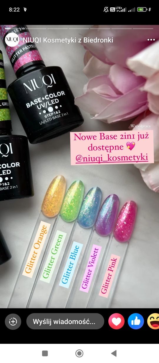 Baza+ color NIUQI Hybrydowa Nowa baza do paznokci