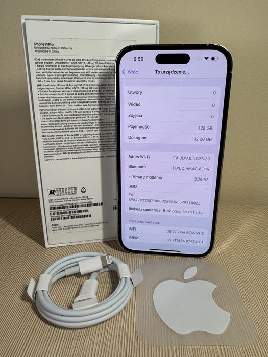 ZESTAW iPhone 14 PRO | JAK NOWY! | IDEALNY! | GRATIS szkło kabel etui