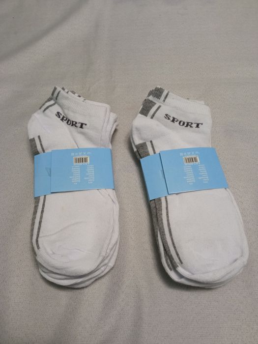 Komplet 6 par skarpetek / stopek damskich biało-szarych 35-38