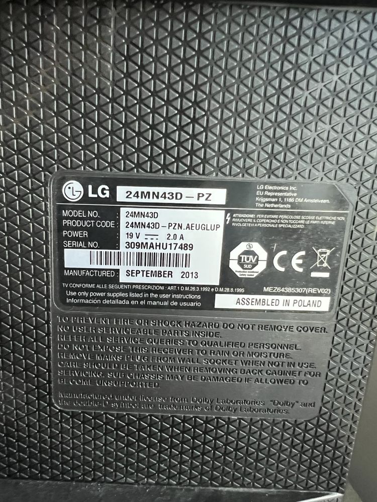 Monitor/TV LG 24MN43D-PZ - 24 cale Full HD telewizor