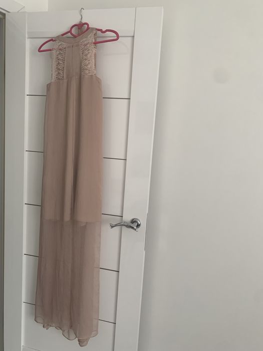 шелковое платье в пол бежевое вечернее xs/s
