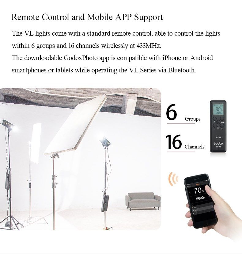 Tocha Godox led vídeo light VL150 + controlador e APP SELADO