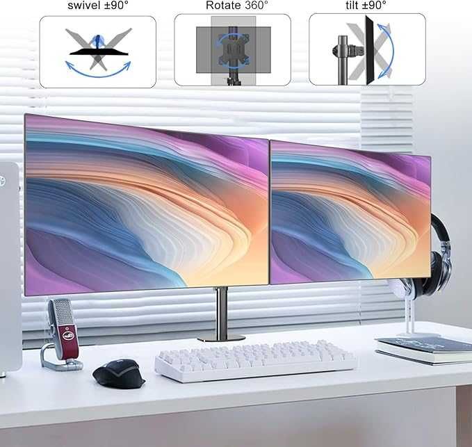 Pholiten obrotowy Uchwyt biurkowy na dwa monitory 13-27'' WYPRZEDAŻ