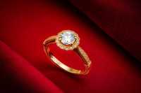 Prześliczny złoty pierścionek z brylantami 0.86ct