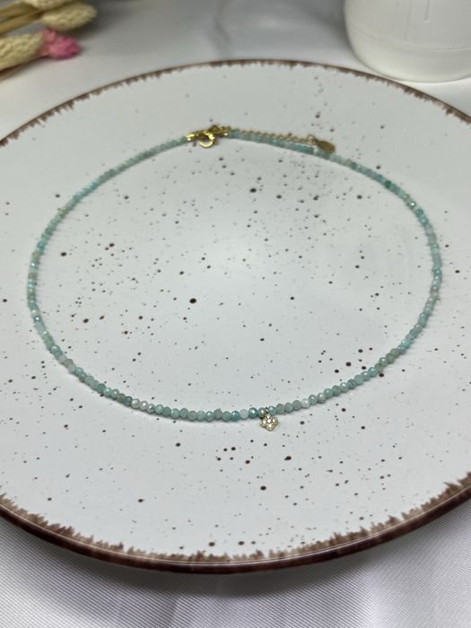 Чокери з рожевого опалу, аквамарину, гранату,