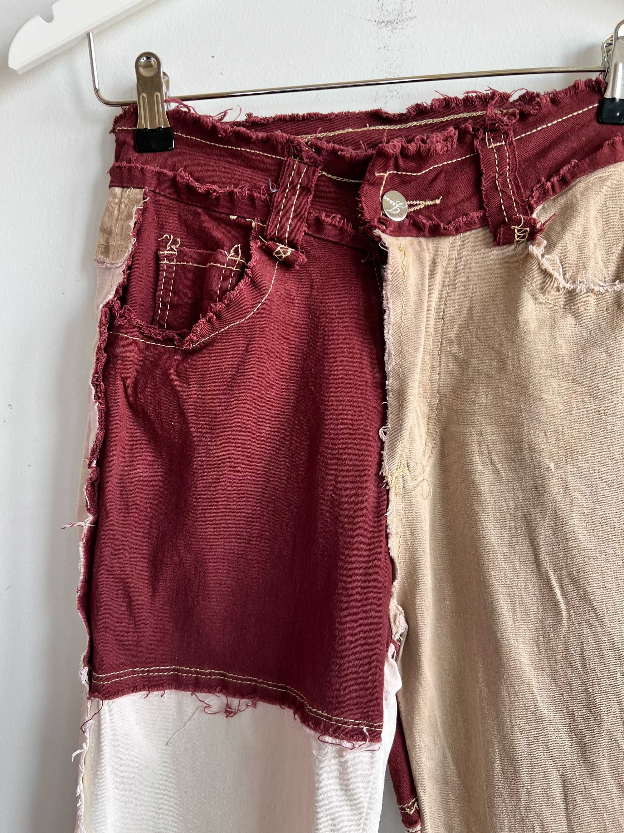 Patchwork kowbojskie spodnie damskie bawełniane boho festiwal XS