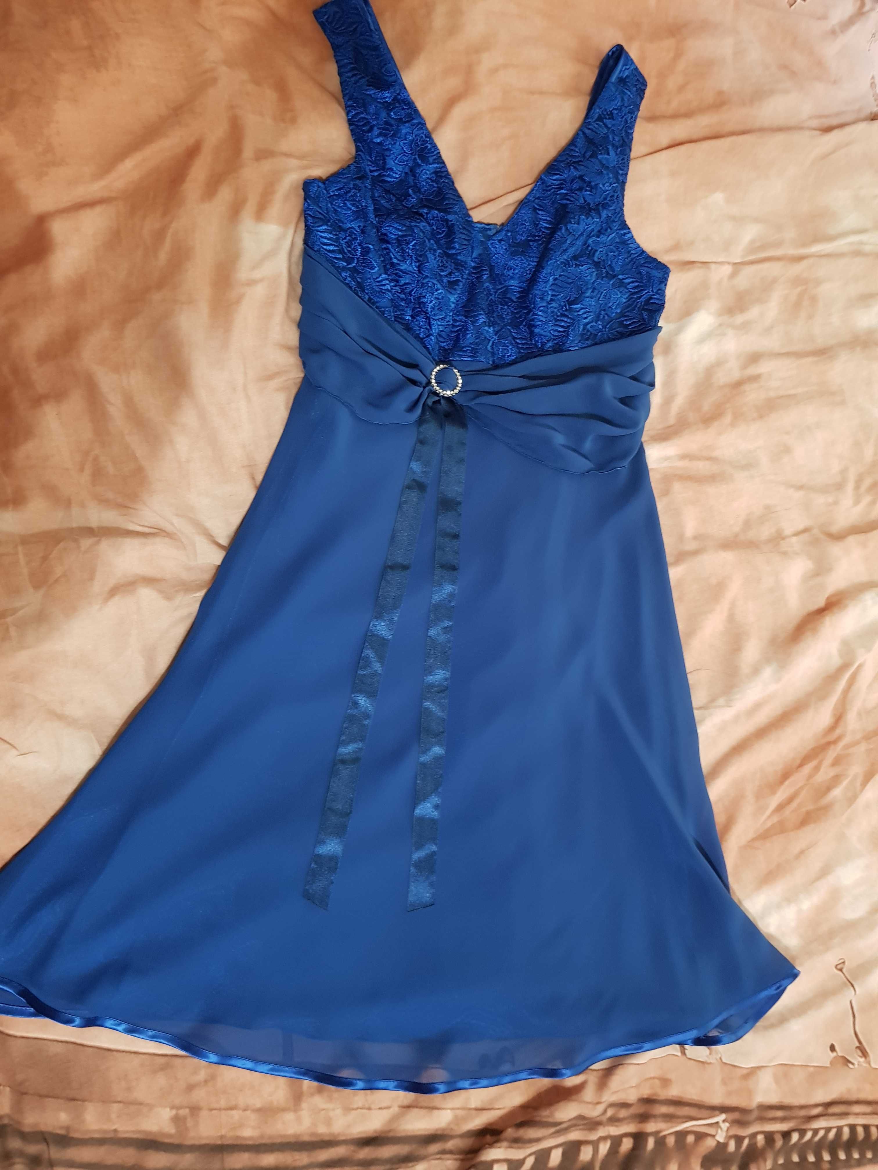 sukienka niebieska, tiul, rozmiar 44
