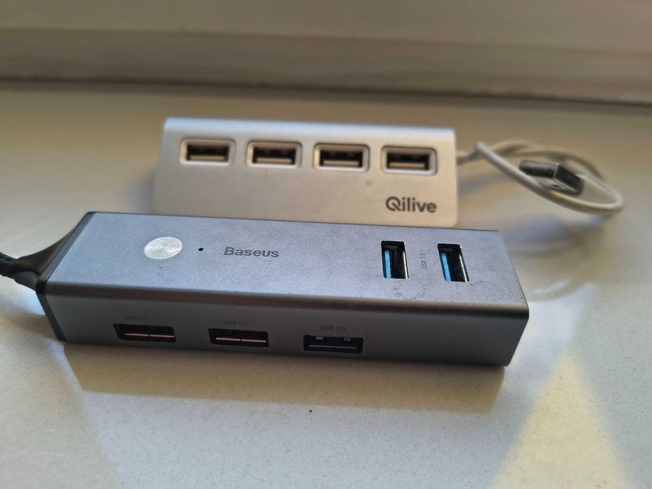 Hub, rozdzielacz USB // 2 szt. Baseus + Qilive