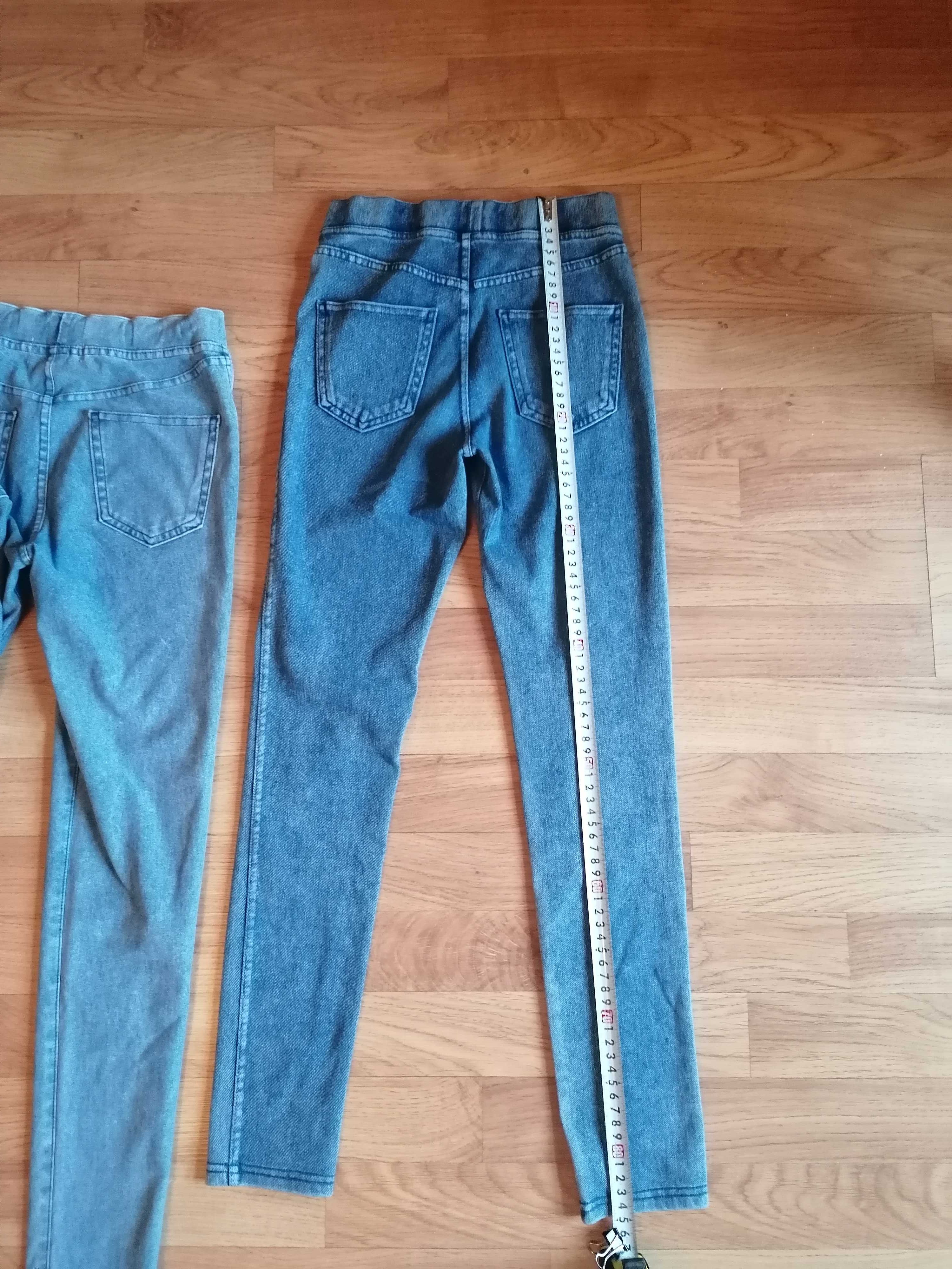 Spodnie 140/146 h&m, elastyczne jeansowe, bluzka Smyk+gratis niebieska