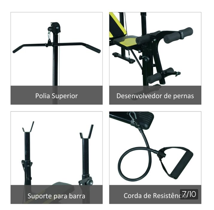 CONJUNTO Banco reclinável + halteres + barra