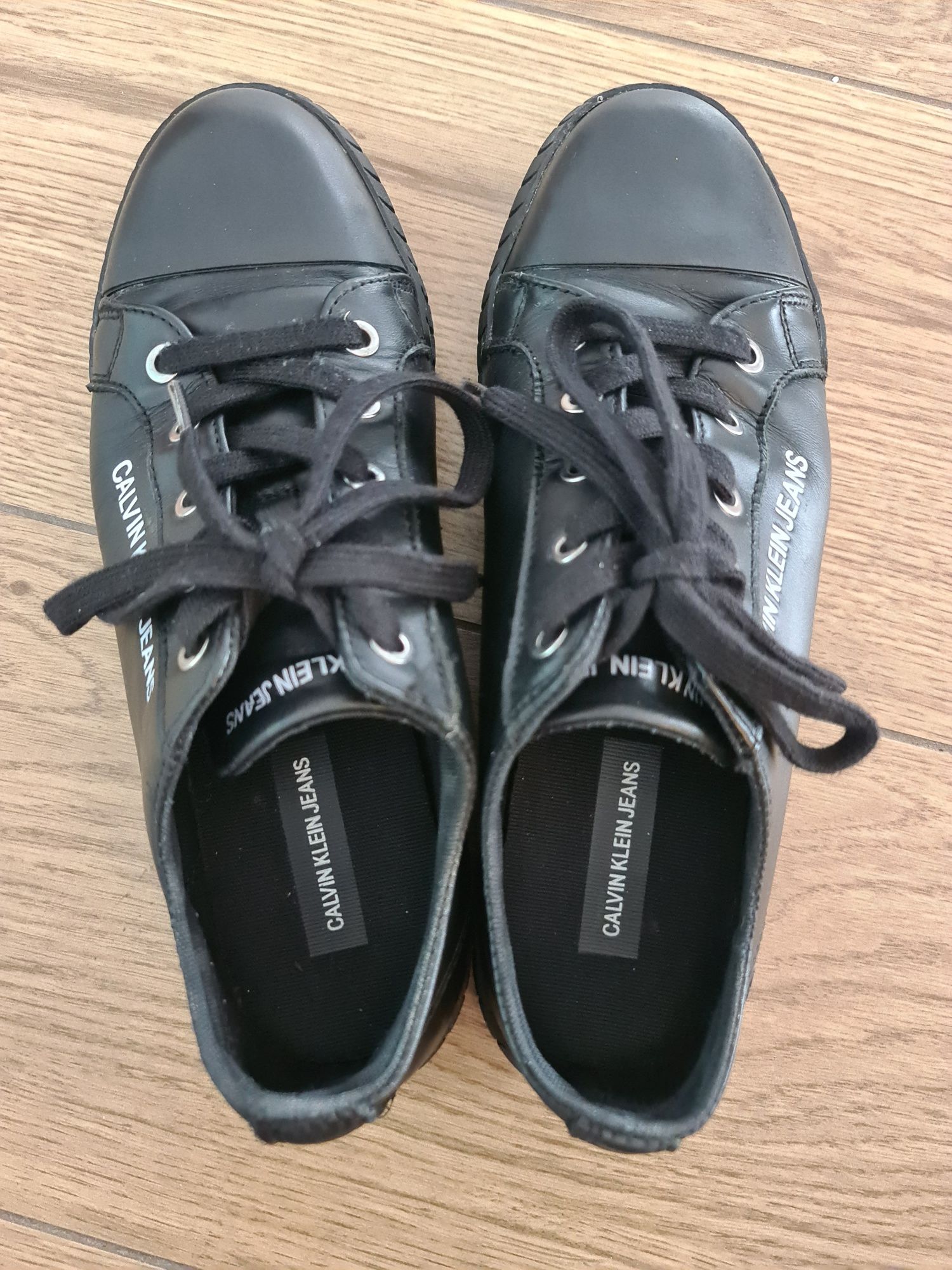 Trampki sneakersy tenisówki buty Calvin Klein skórzane skóra naturalna