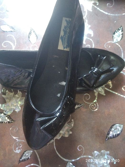 Кожані чорні лаковані БАЛЕТКИ