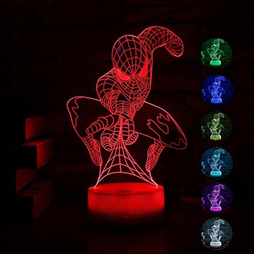 Lampka 3d Nocna Led Usb + Pilot Piłka Spider-man