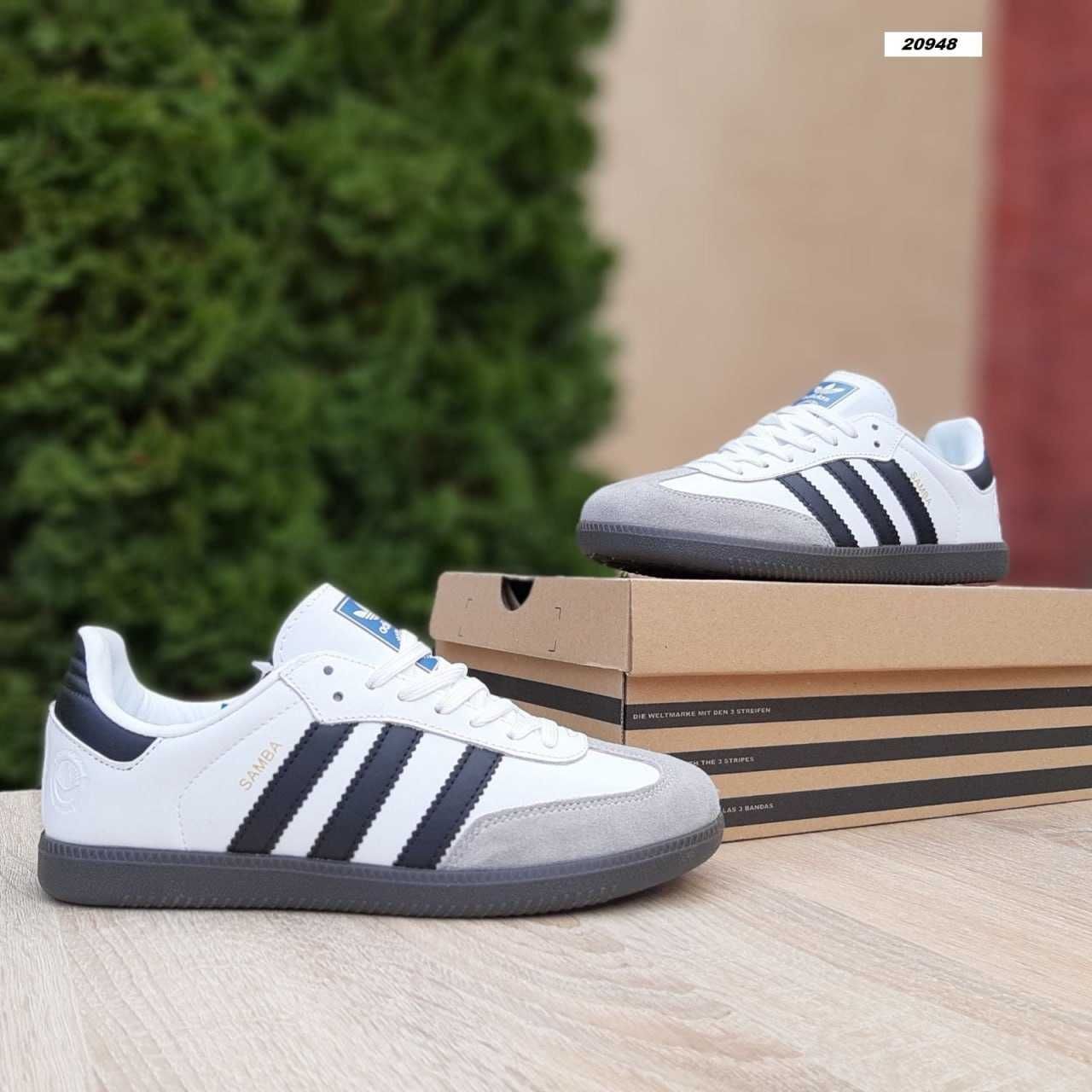 Жіночі кросівки Adidas SAMBA Білі з чорним 20948 ТОП