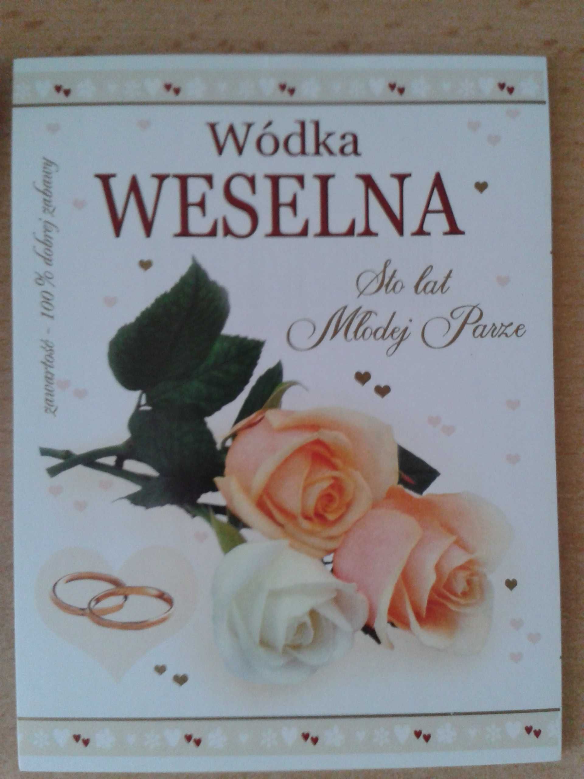 Naklejki na wódkę weselną / etykiety weselne na butelki NOWE róże