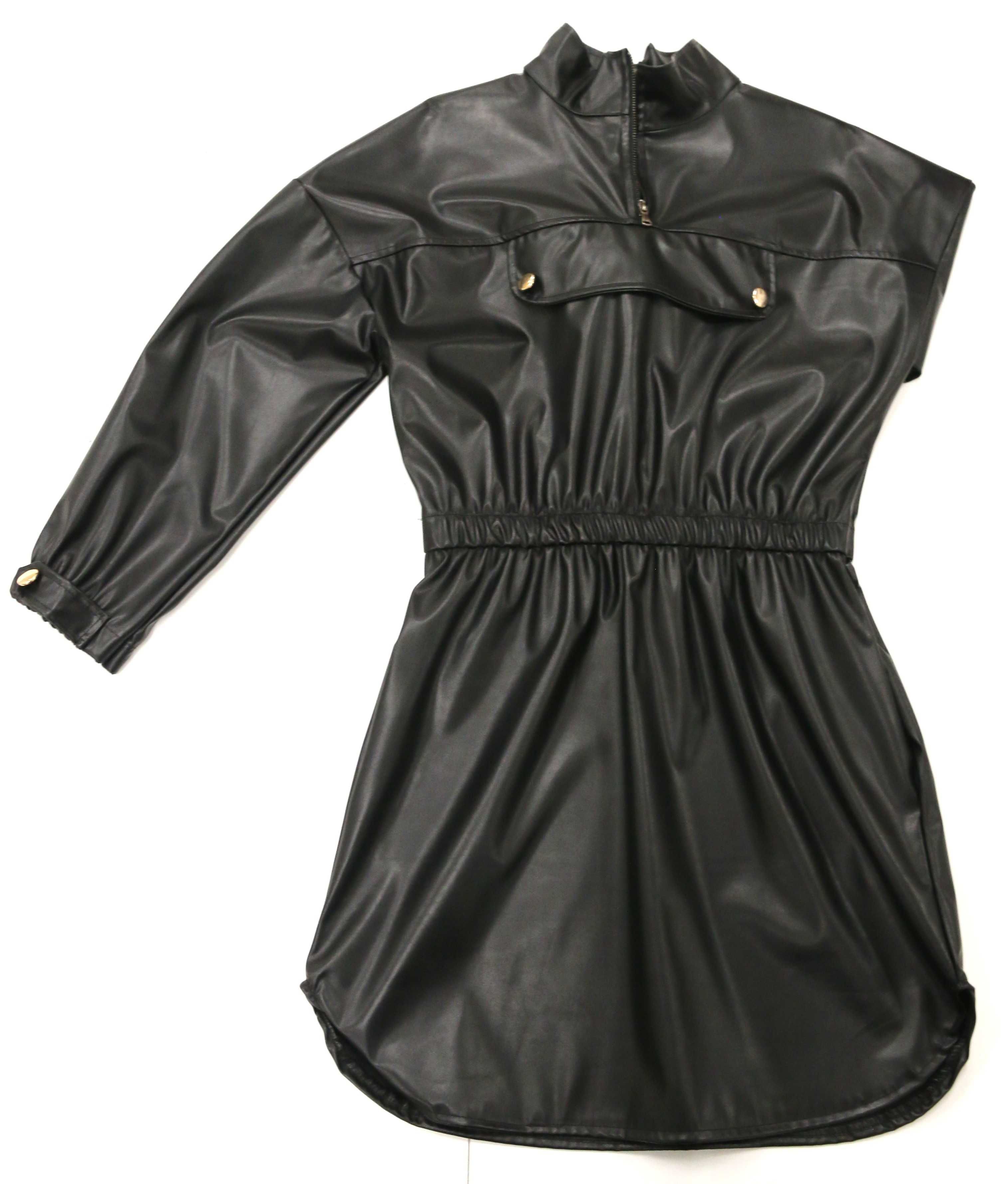 Sukienka modna skórzana czarna 7810 NOWA!