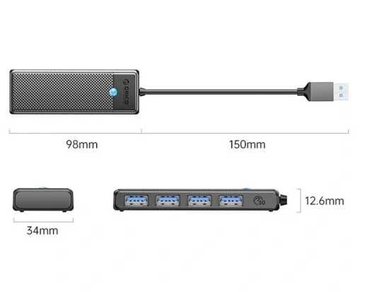 orico hub czarny usb-a na 4 porty