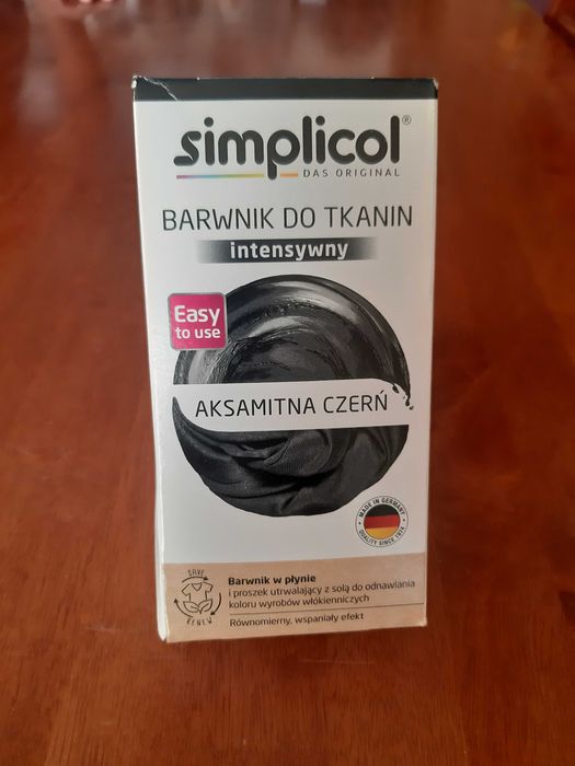 nowy oryg. Czarny barwnik do tkanin SIMPLICOL do pralki 560g niemiecki