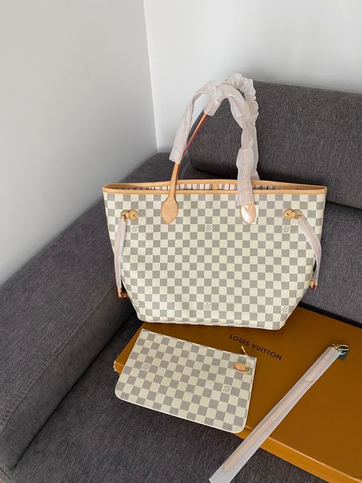Torebka Louis Vuitton Neverfull GM biała kratka kremowy środek skóra