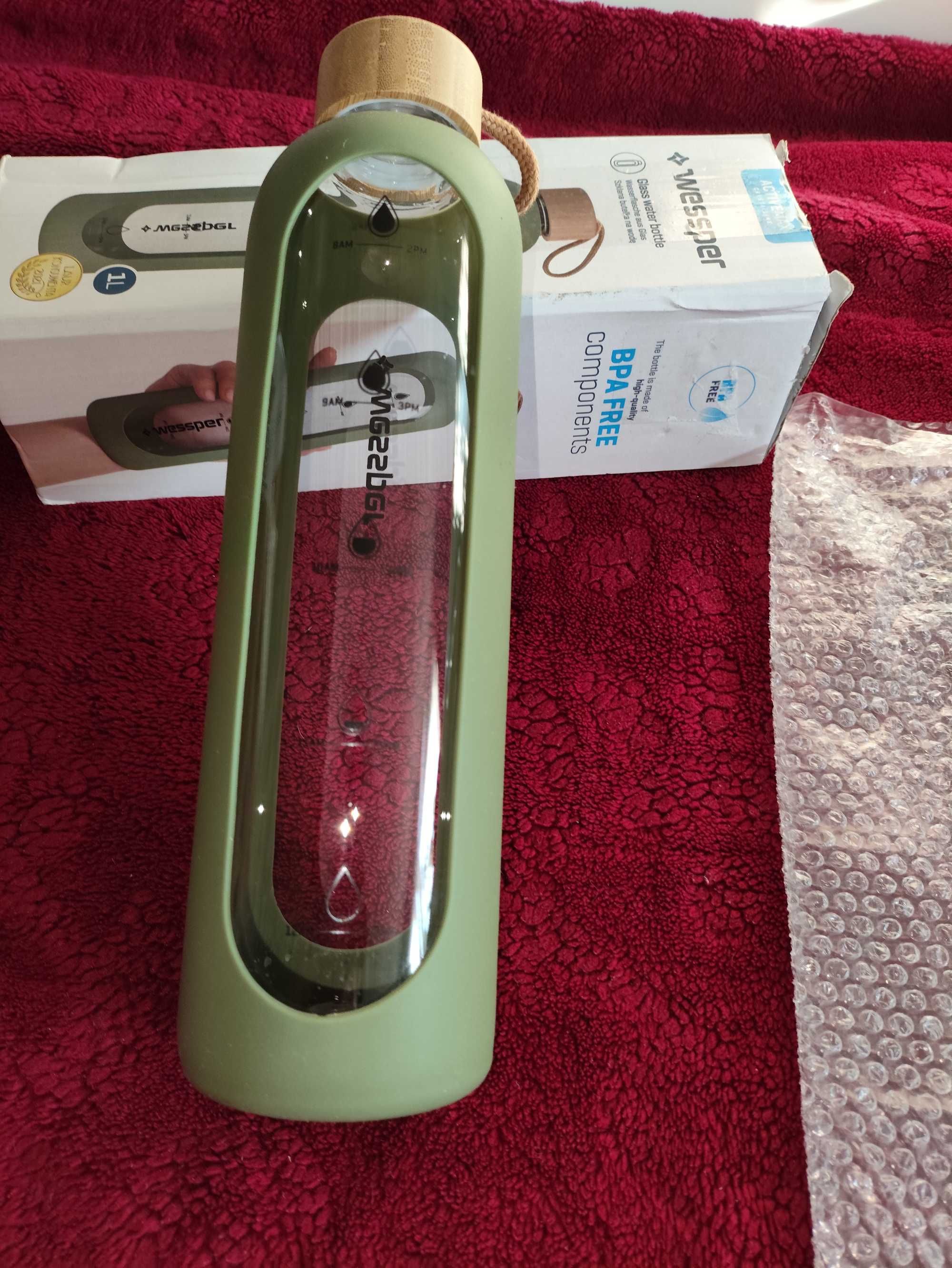 NOWA BUTELKA szklana na wodę 1000ml 1L WESSPER ACTIVEMAX.