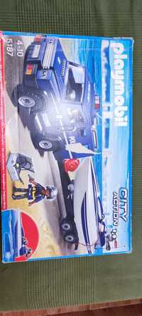 Jipe e barco polícia Playmobil