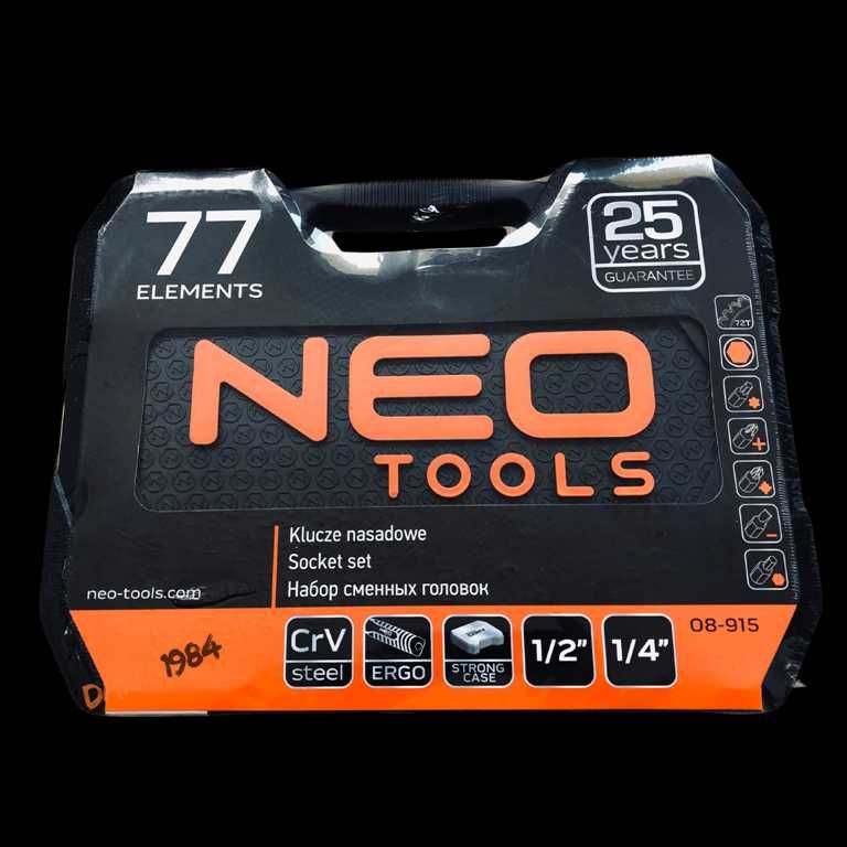 NEO Zestaw Kluczy Nasadowych 77el 1/4" 1/2" Walizka 08-915 Warsztat