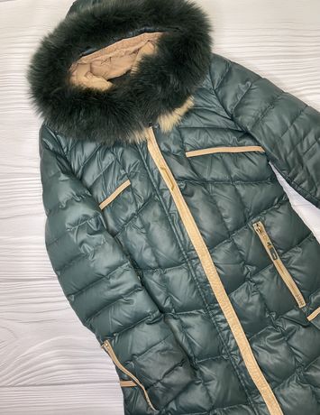Зимнее пальто с мехом пуховик теплое