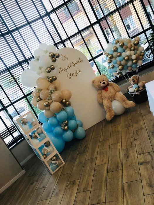 Ścianka balon chrzest Komunia dekoracja