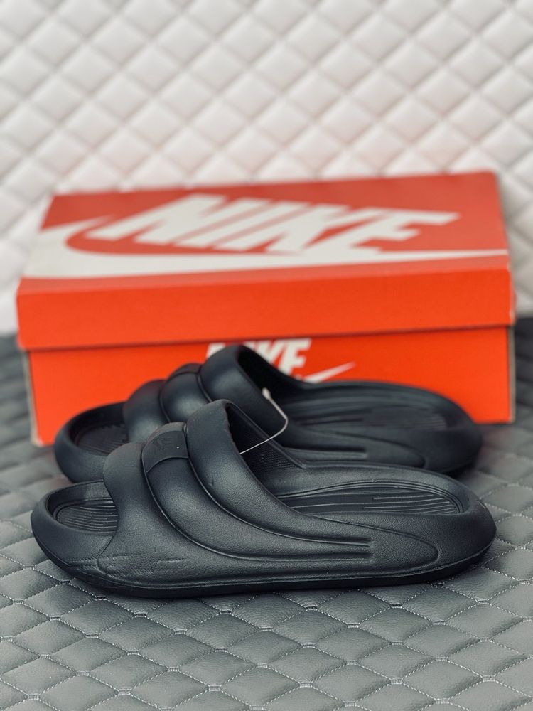 Мужские черные шлепанцы Nike Air all black шлепки Найк черные