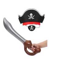 Zestaw pirat przebranie kostium balik / czapka +opaska+miecz Nowe