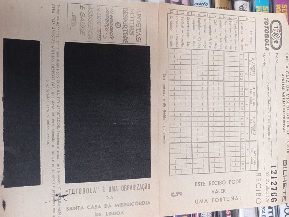 Boletim Totobola de 1961