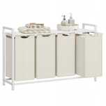 SZAFKA na pranie, półka, 4 kosze 160l metalowy tkanina MEBLE OUTLET