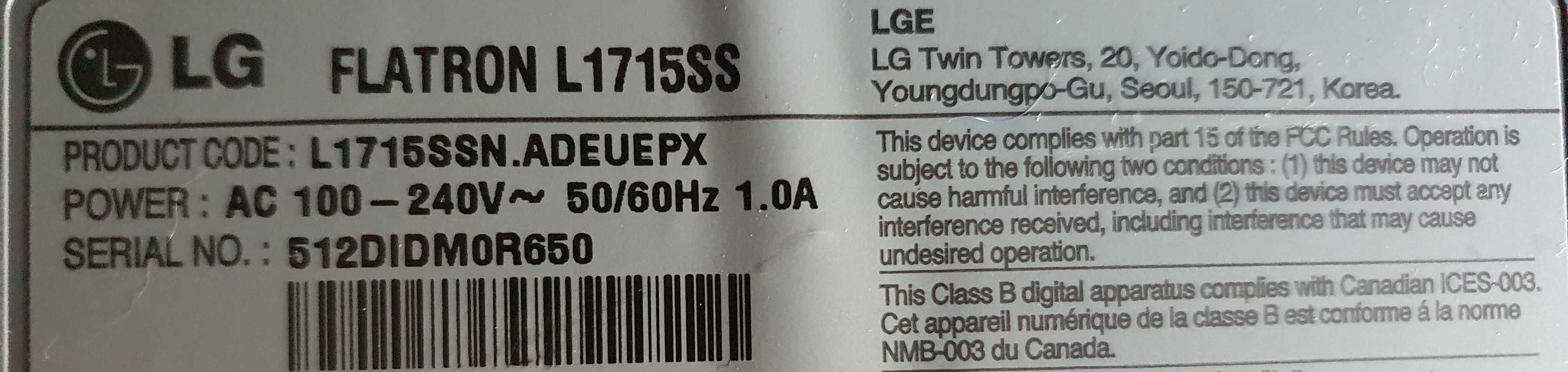 Monitor 17' lcd LG