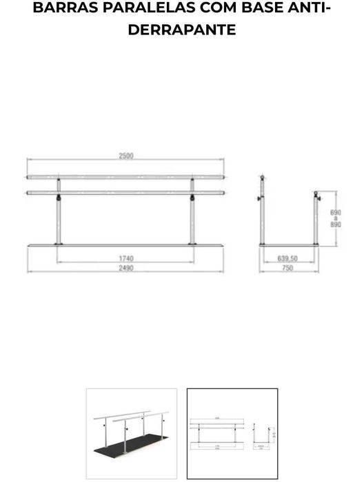 Barras Paralelas com base antiderrapante JMS