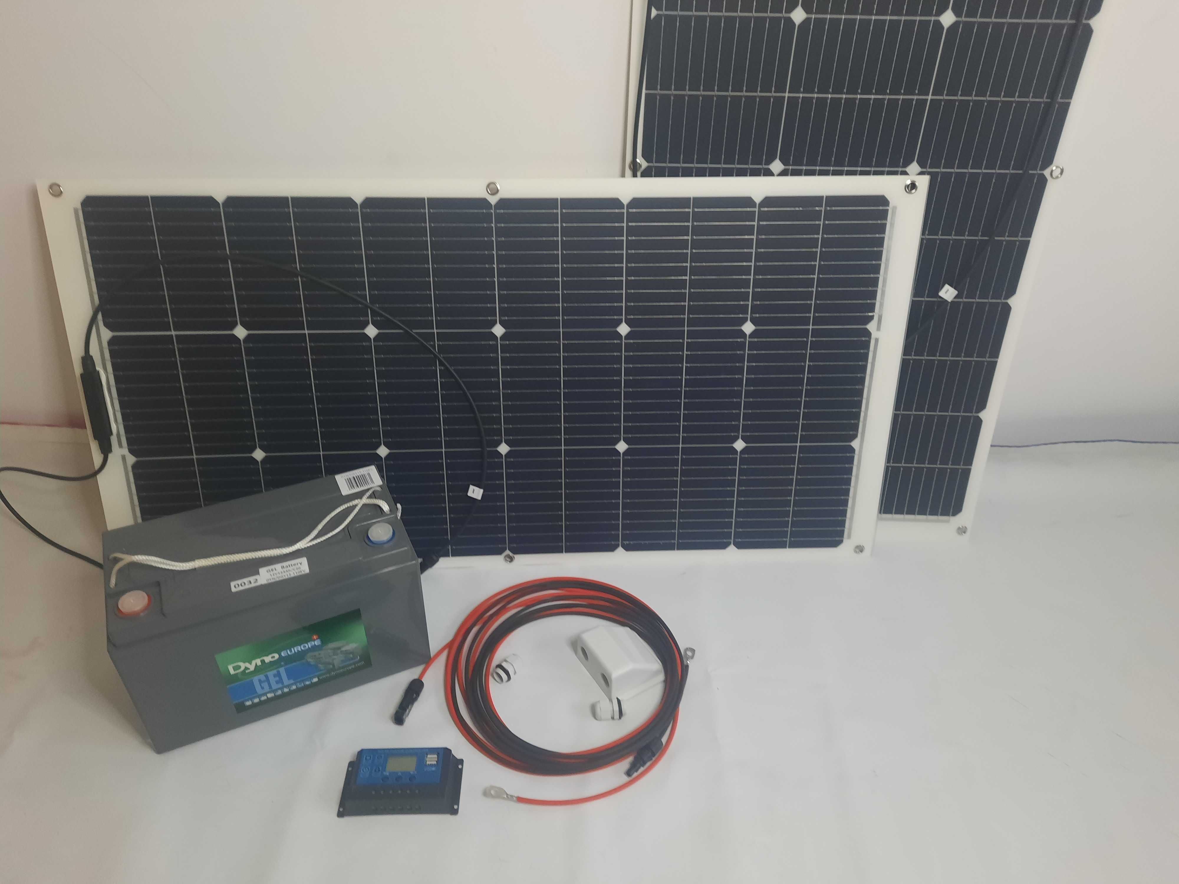 2x panel 100w akumulator gel 110ah solar fotowoltaika zestaw kamper