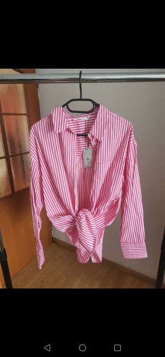 Koszula nowa metki 38 M paski różowa lato oversize pink
