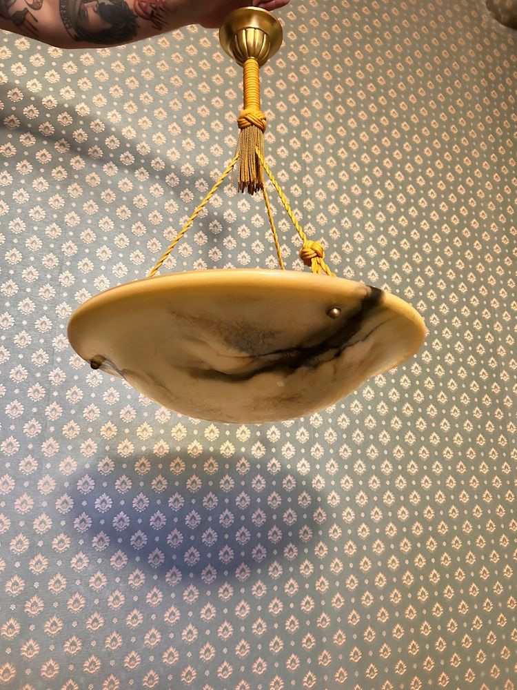 Stara ampla art deco lampa ufo międzywojenna żyrandol duży antyk