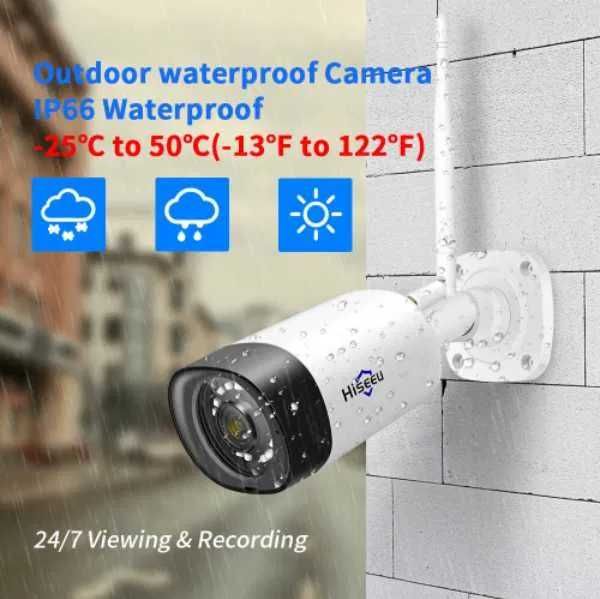 Sistema Vídeo Vigilância WIFI Exterior • 4 Câmaras 3MP • APP • Áudio