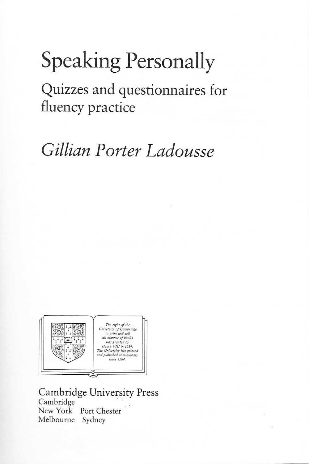 Speaking Personally Quizzes and questionnaires for fluency practice...