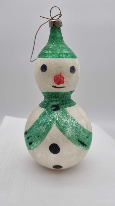 Bałwanek Duża Bombka choinkowa PRL Vintage Retro Czechosłowacja