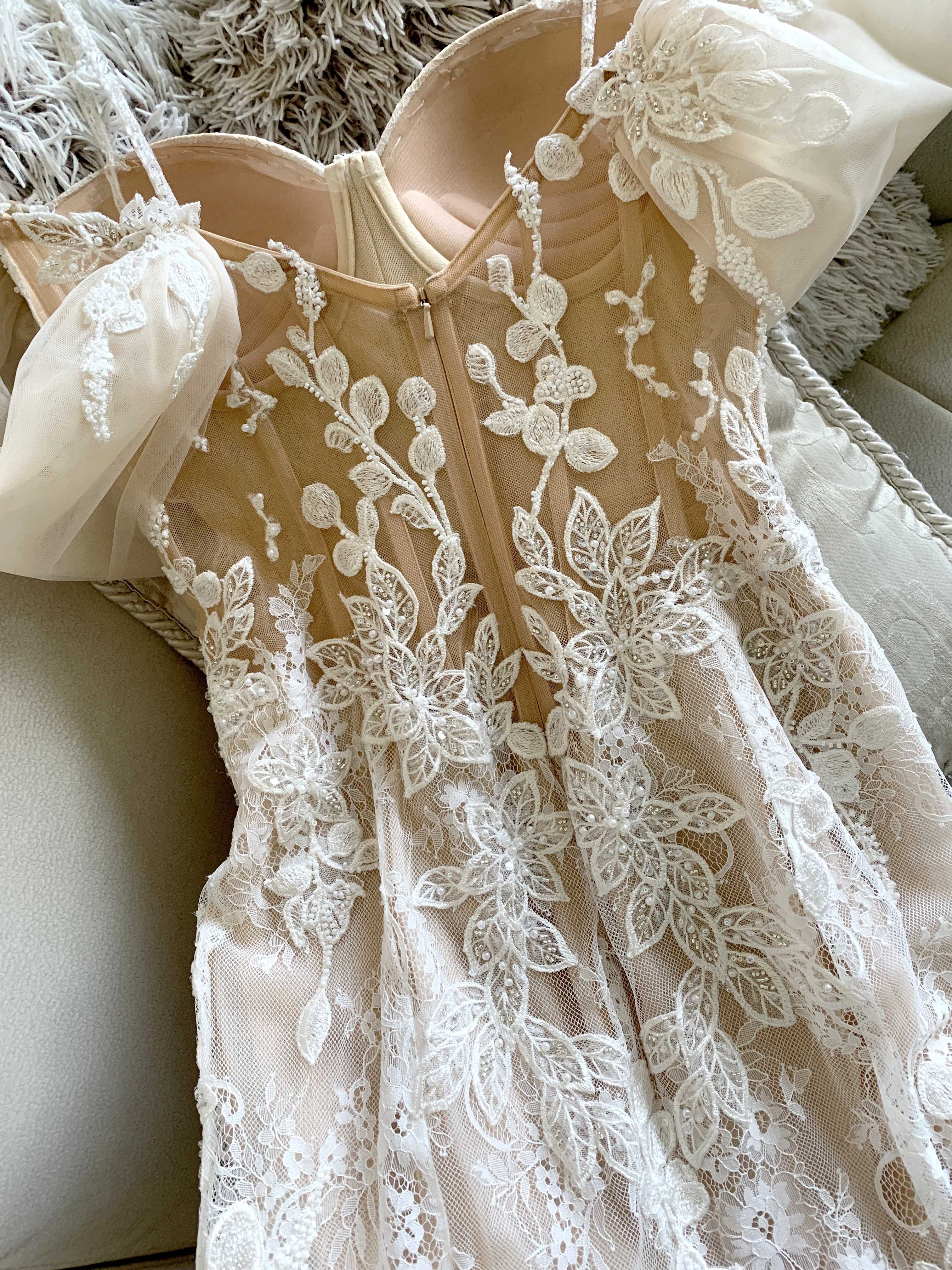 ANNA SPOSA__Przepiękna suknia ślubna 2w1_S 166 cm