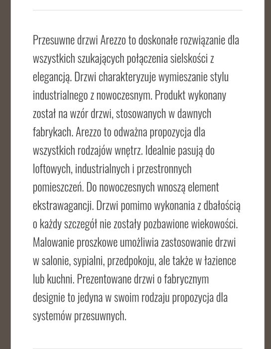 Piękne Drzwi przesuwne loftowe AREZZO 90x210 REZERWACJA